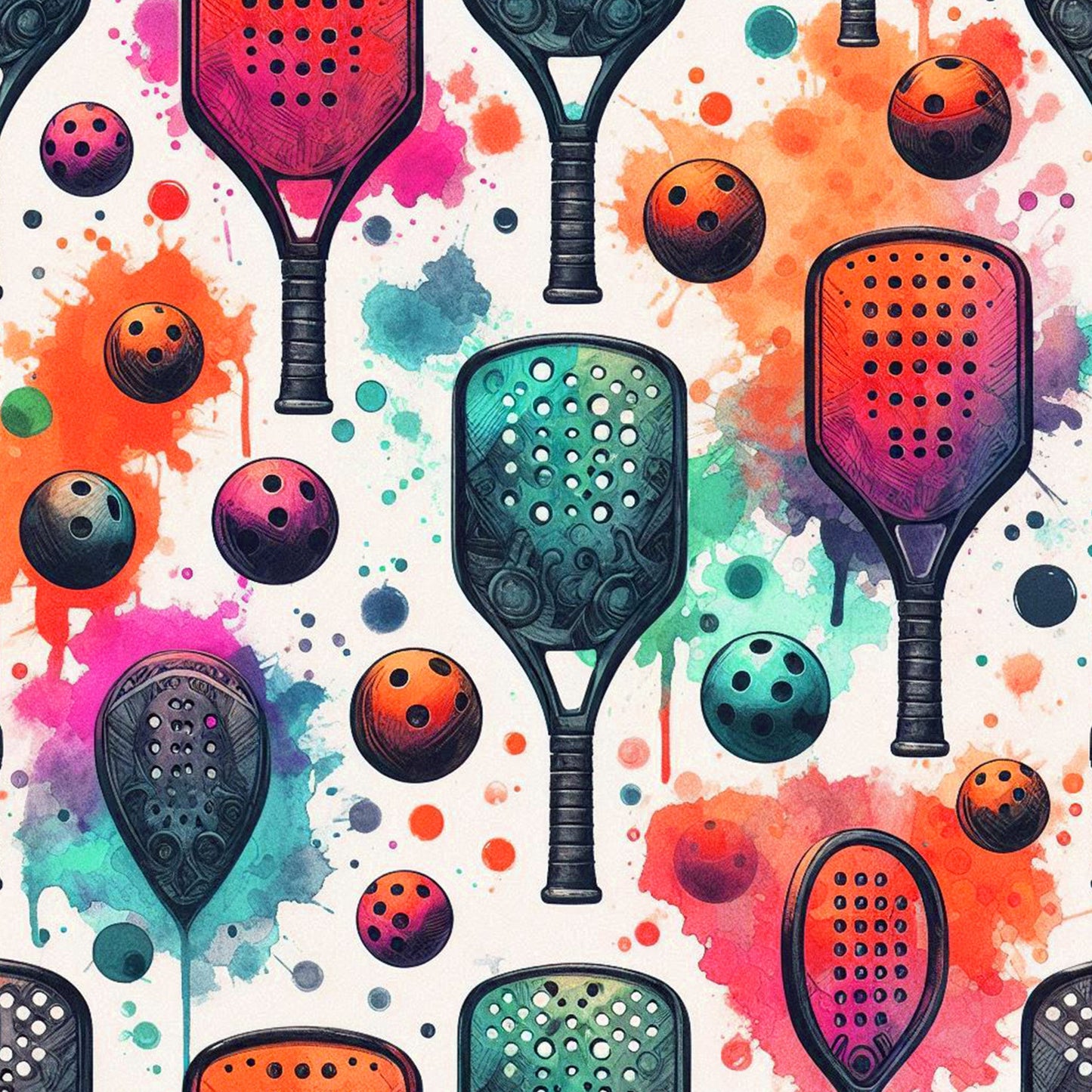 Watercolor Pickleball Pattern 6 Quilting Cotton Fabric