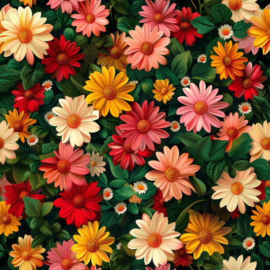 Realistic Flower Patch Pattern 6 Quilting Cotton Fabric