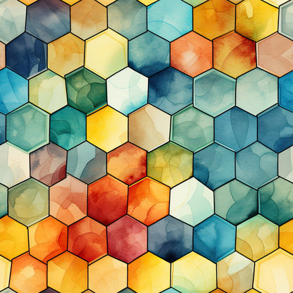 Watercolor Honeycomb Pattern 9 Quilting Cotton Fabric