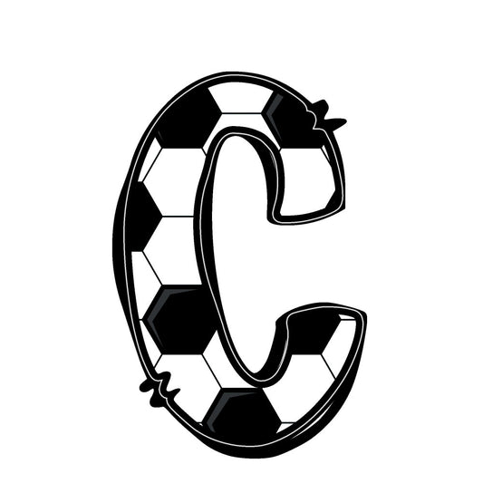 soccer ball, sports, black and white, geometric, monochrome, athletic, ball sports, letter c, alphabet, children's, kids, playful, modern, casual, sports themed, football, gaming, youth, decorative letter, initial, preppy, whimsical, graphic design, bold pattern, high contrast, activewear inspired, boys, educational