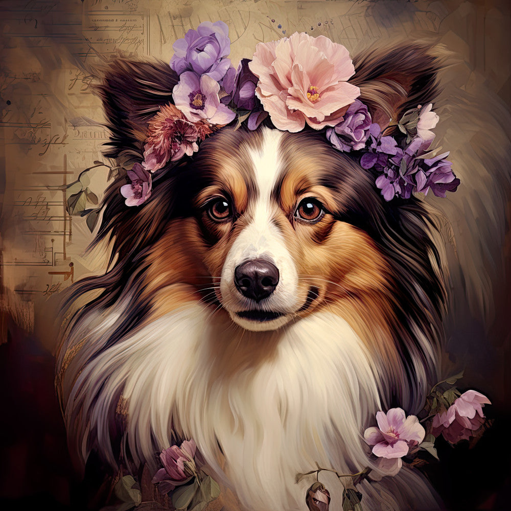 Dog Ephemera Art Fabric Panel 3