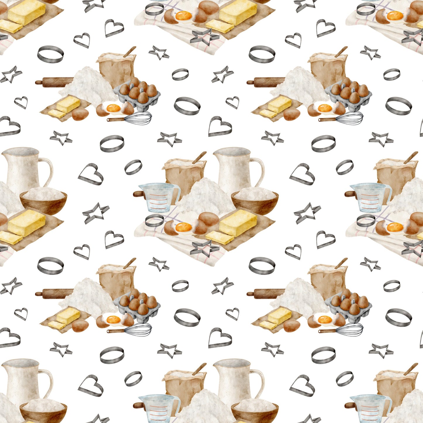 Watercolor Baking Pattern 5 Quilting Cotton Fabric