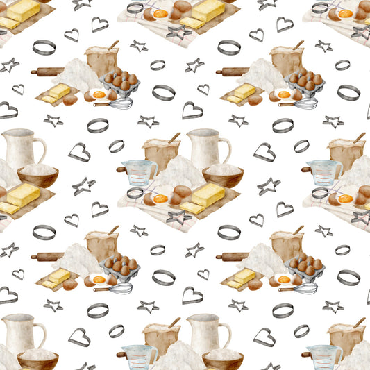 Watercolor Baking Pattern 5 Quilting Cotton Fabric