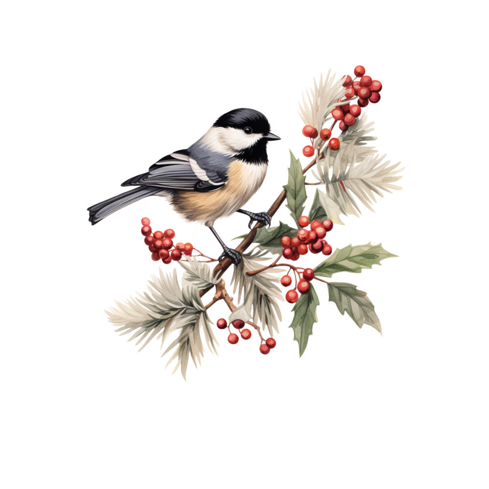 Winter Birds on Branches Fabric Panel 17