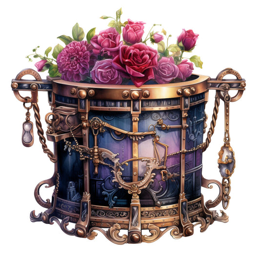 Floral Steampunk Fabric Panel 27