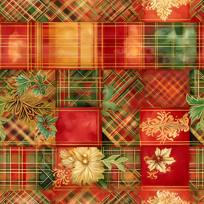 Gilded Tartan Blooms Pattern 19 Minky Fabric