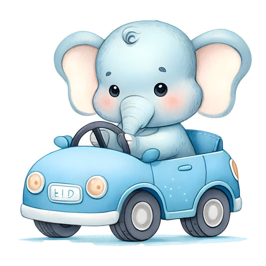 Baby Boy Elephant Fabric Panel 24