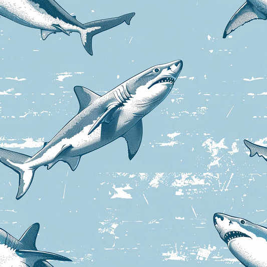 Sharks Circling Pattern 1 Quilting Cotton Fabric