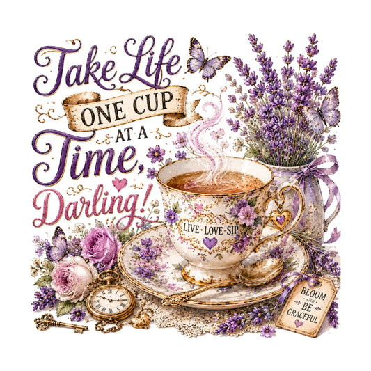 purple, lavender, dusty rose, cream, gold, floral, vintage, butterflies, roses, tea cup, pocket watch, keys, hearts, botanical, elegant, romantic, whimsical, cottage core, victorian, inspirational quotes, teacup, lavender flowers, spring, summer, nature, garden, traditional, feminine, shabby chic, steampunk accents