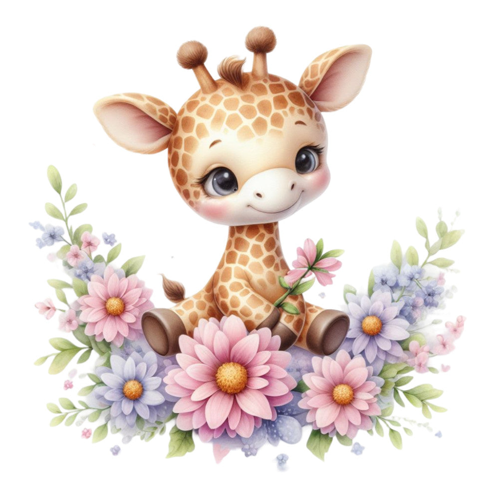 Cute Baby Giraffe Fabric Panel 16