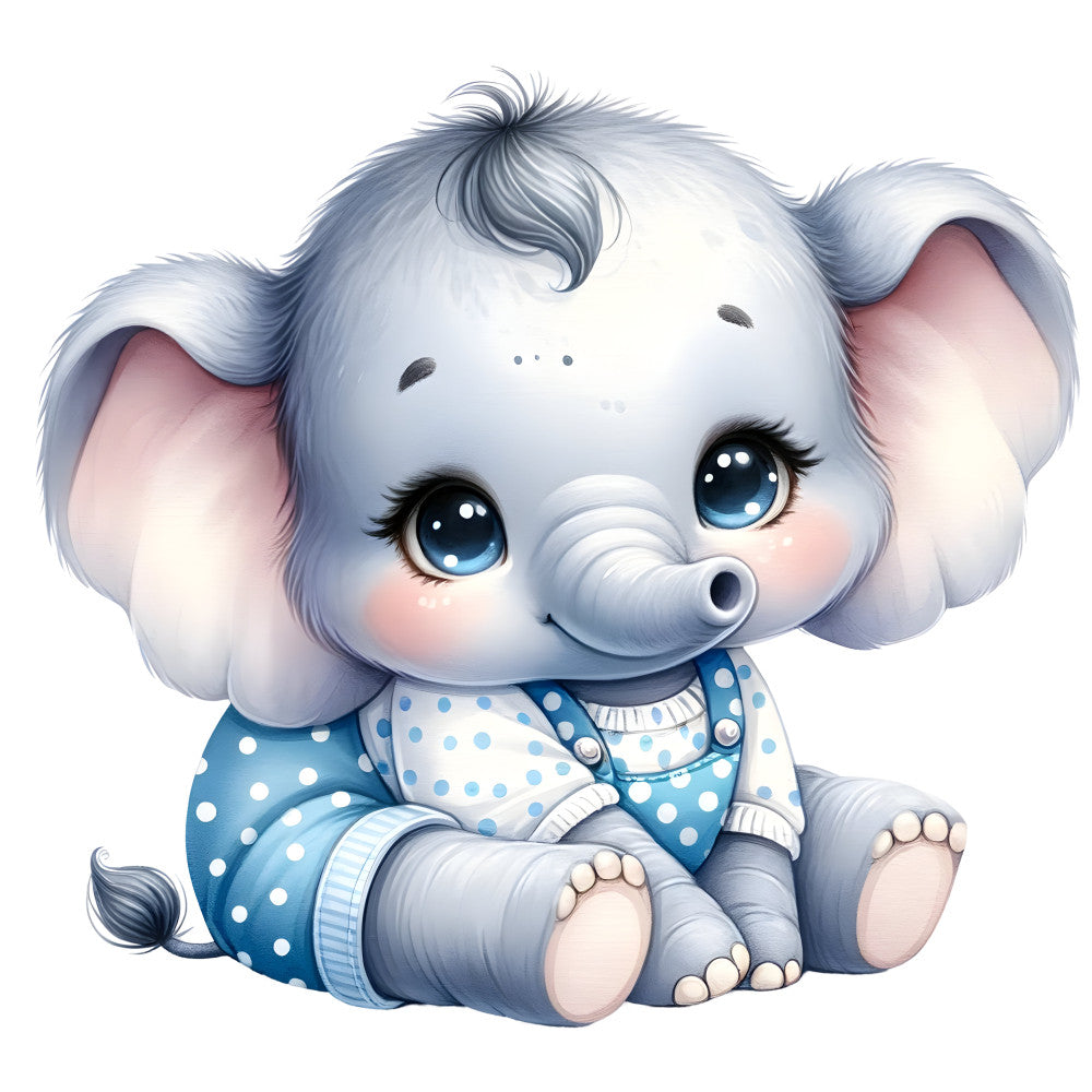 Baby Boy Elephant Fabric Panel 38