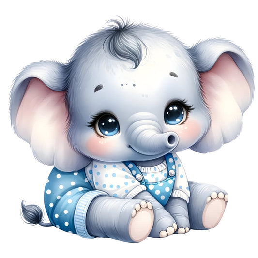 Baby Boy Elephant Fabric Panel 38