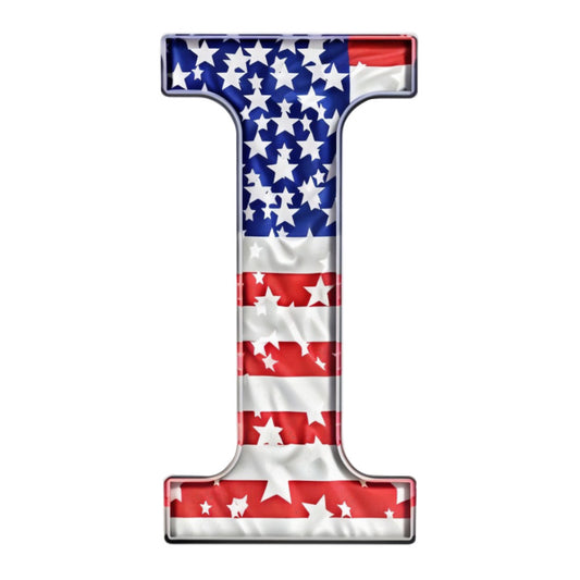 Grunge American Flag Alphabet Fabric Panel 16