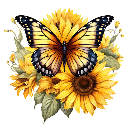 Sunflowers and Butterflies Fabric Panel 16