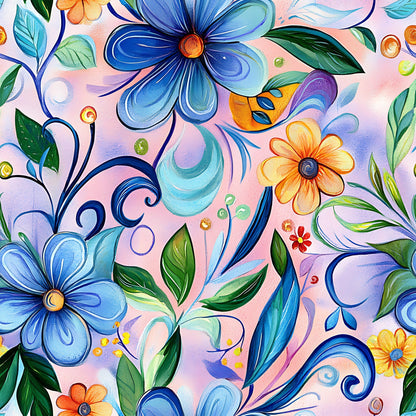 Whimsical Watercolor Blooms Pattern 5 Minky Fabric