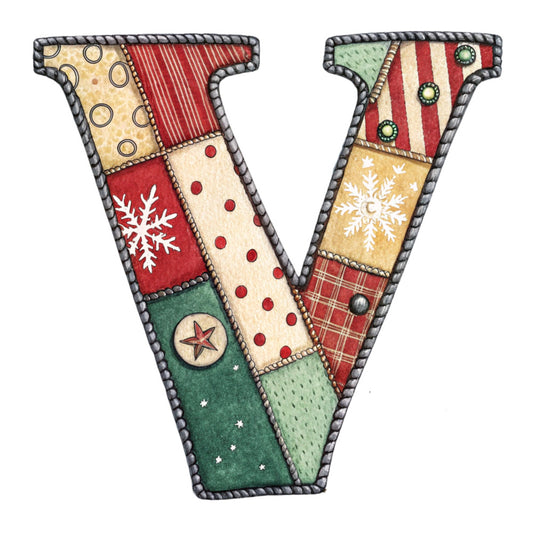 Christmas Patchwork Alphabet Fabric Panel 25