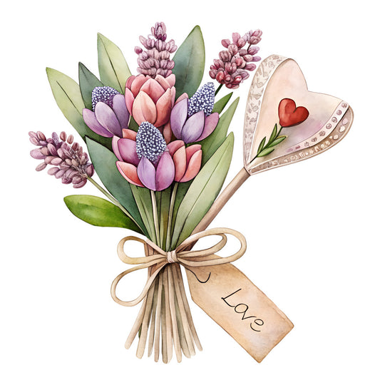 Watercolor Flower Bouquets Fabric Panel 6