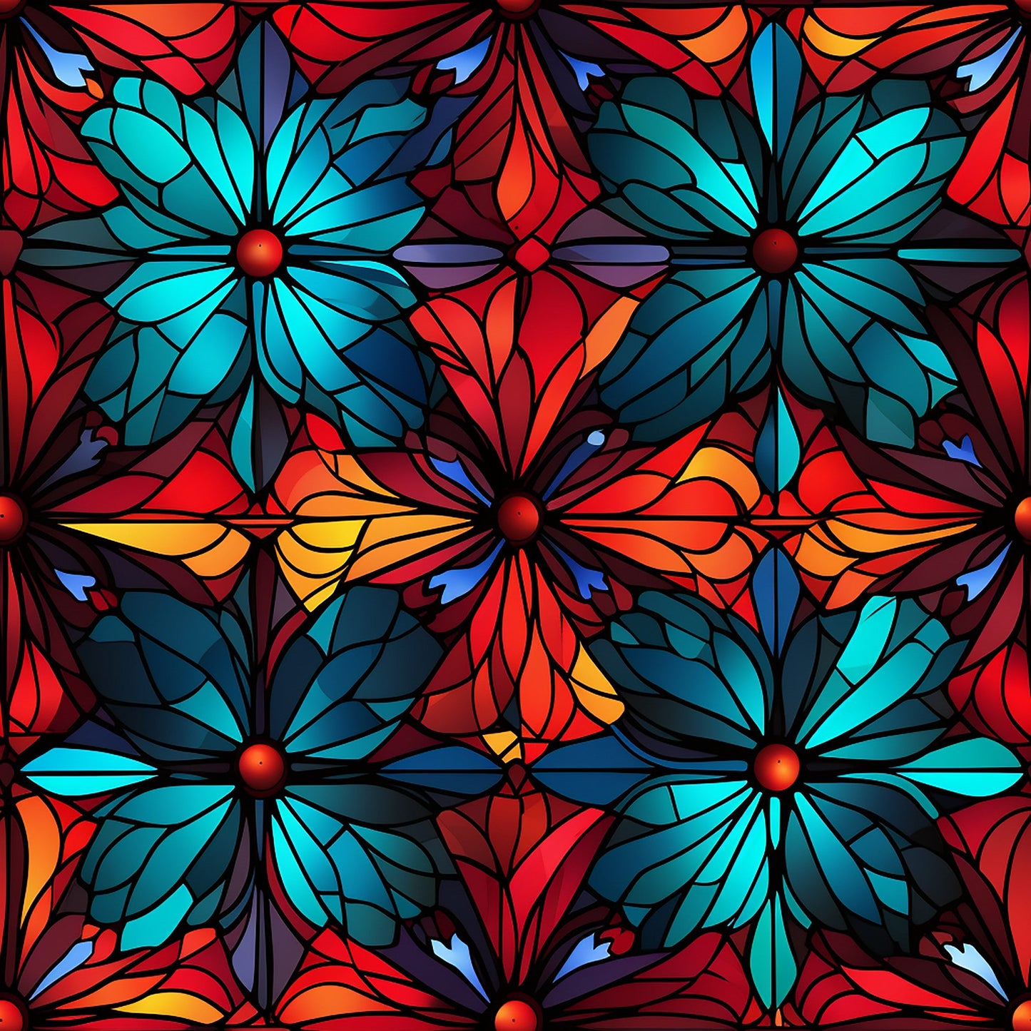 Stained Glass Christmas Pattern 13 Quilting Cotton Fabric