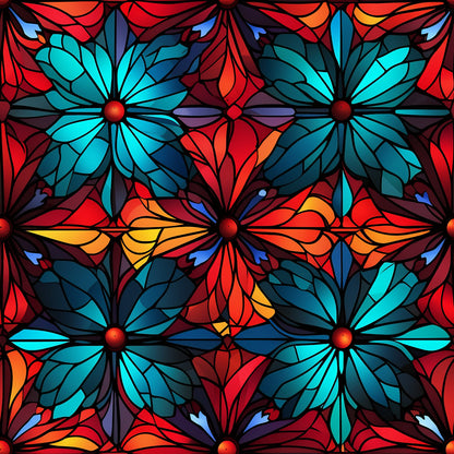Stained Glass Christmas Pattern 13 Quilting Cotton Fabric