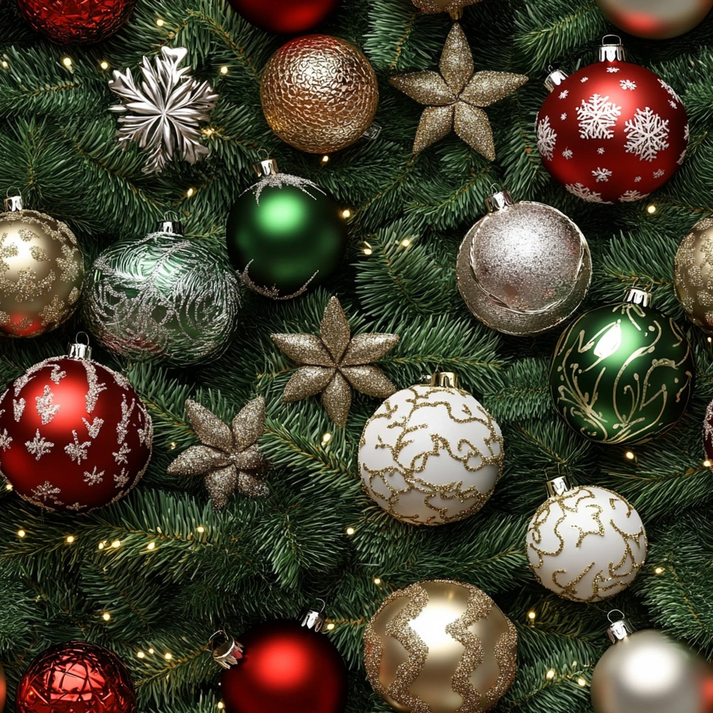 Realistic Christmas Ornaments Pattern 1 Quilting Cotton Fabric