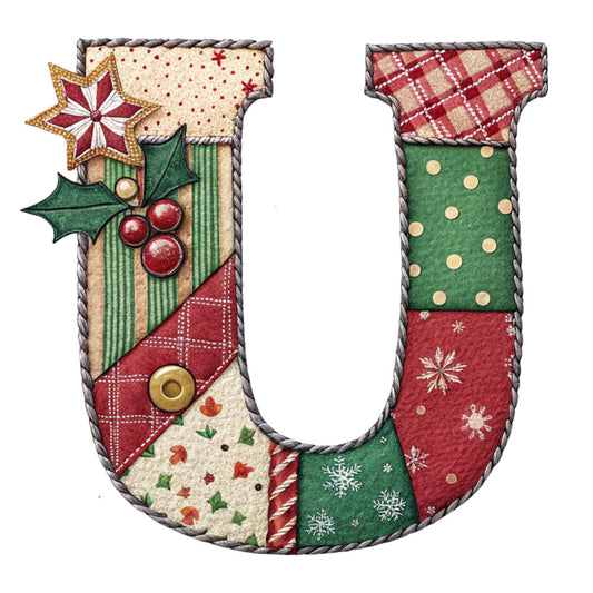 Christmas Patchwork Alphabet Fabric Panel 24
