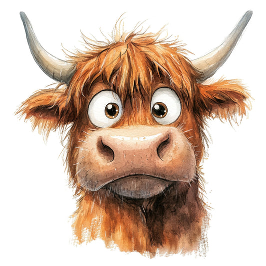 highland cattle, highland cow, scottish cattle, rustic animals, farm animals, livestock, brown, rust, orange, tan, cream, beige, charcoal, whimsical animals, cartoon animals, cute animals, humorous animals, farmhouse style, country style, rural theme, animal portraits, character design, children's fabric, novelty print, folk art, traditional scottish, horned animals, expressive eyes, personality characters, rustic farmhouse