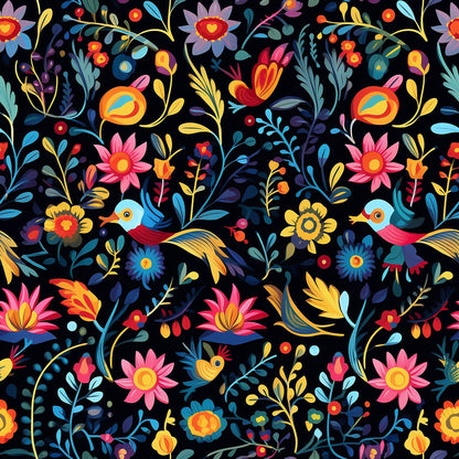 Midnight Otomi Garden Pattern 9 Minky Fabric