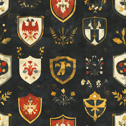 Rustic German Banners and Shields Pattern 15 Quilting Cotton Fabric