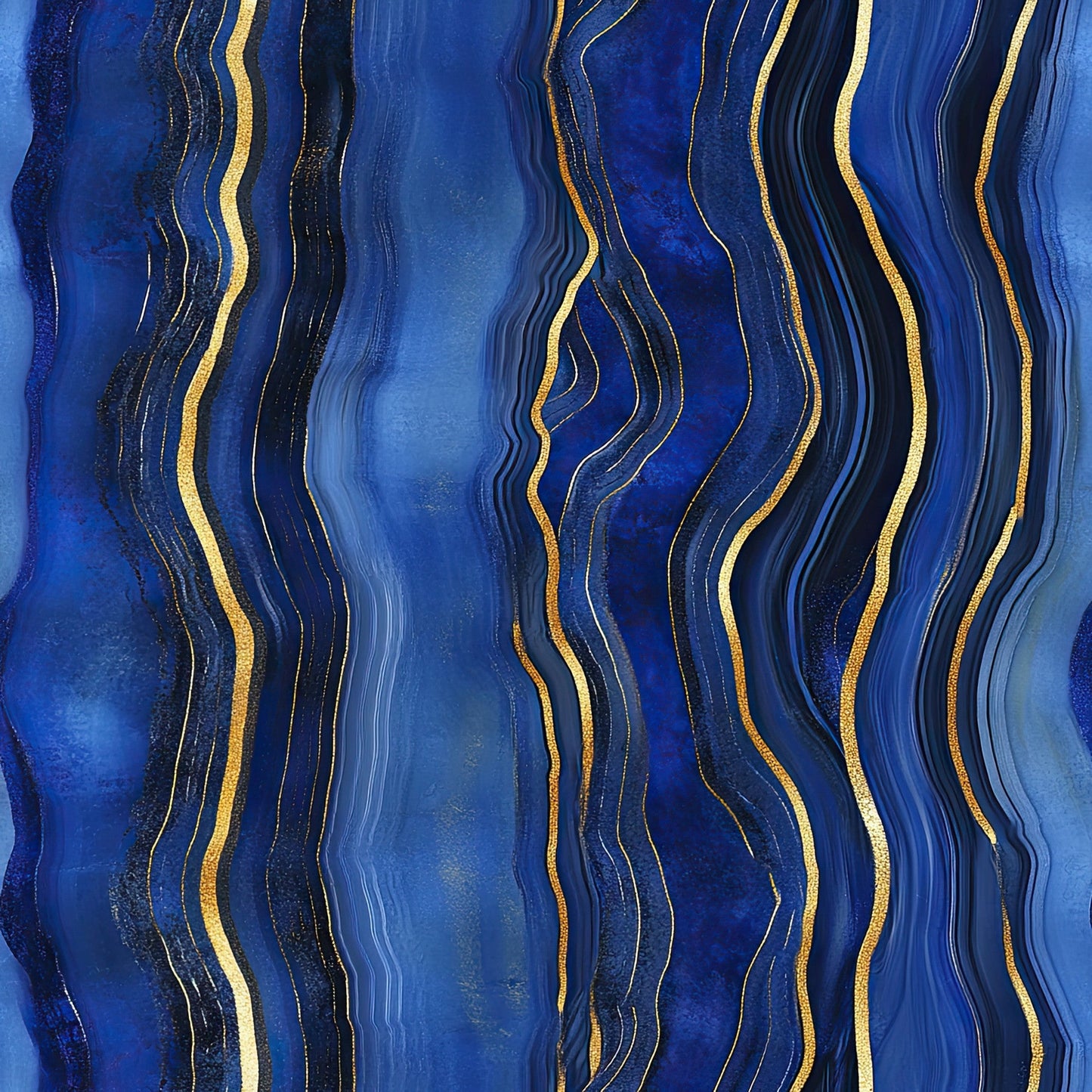 Royal Blue and Gold Agate Pattern 14 Quilting Cotton Fabric