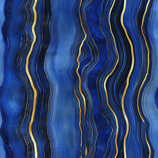 Royal Blue and Gold Agate Pattern 14 Quilting Cotton Fabric