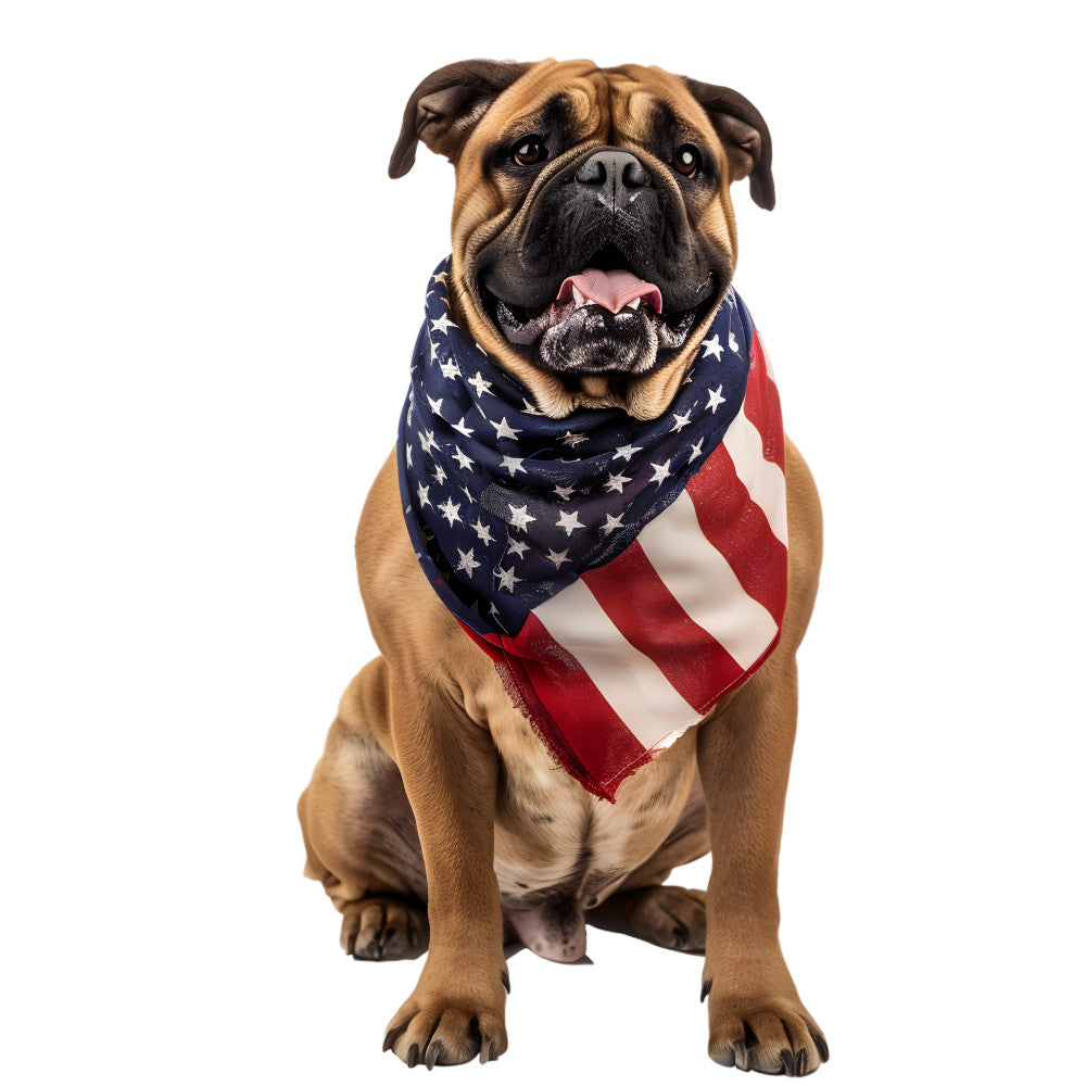 Dogs with American Flag Fabric Panel 4