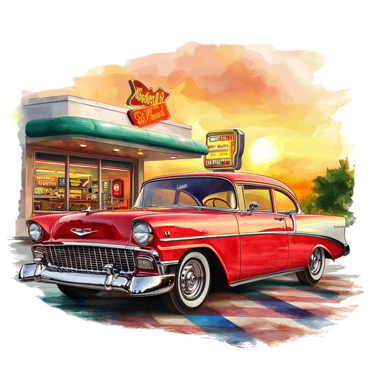 Route 66 Scene Fabric Panel 1