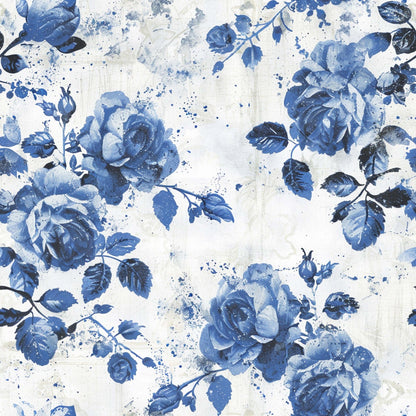 Vintage Farmhouse Blue Pattern 4 Quilting Cotton Fabric