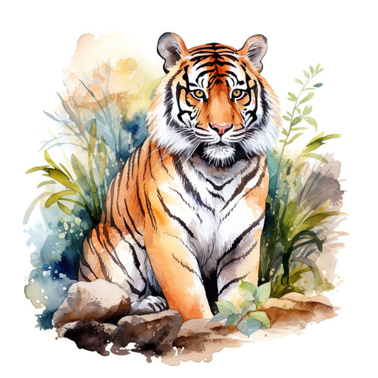 Watercolor Tiger Fabric Panel 9