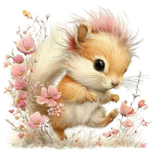 cute animal, fluffy kitten, cat, adorable, whimsical, pastel pink, cream, peachy orange, warm beige, soft colors, floral, cosmos flowers, wildflowers, delicate flowers, nature, botanical, spring, baby, children, nursery, sweet, gentle, soft style, illustration, artistic, springtime, garden theme, playful, tender, innocent