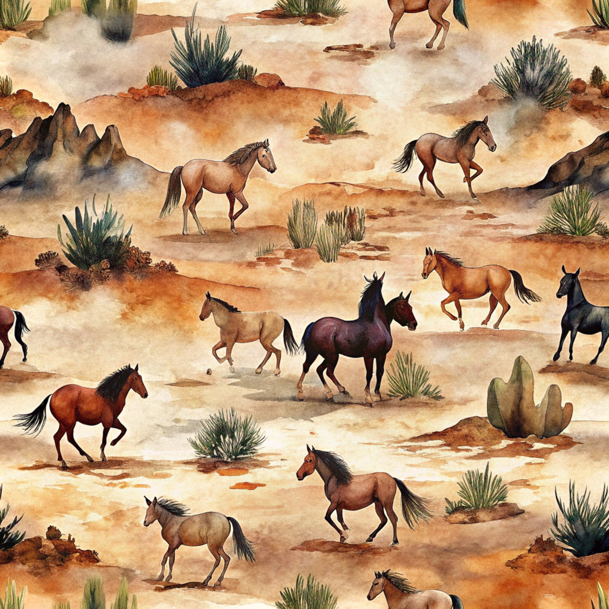 Galloping Mustangs Pattern 13 Minky Fabric