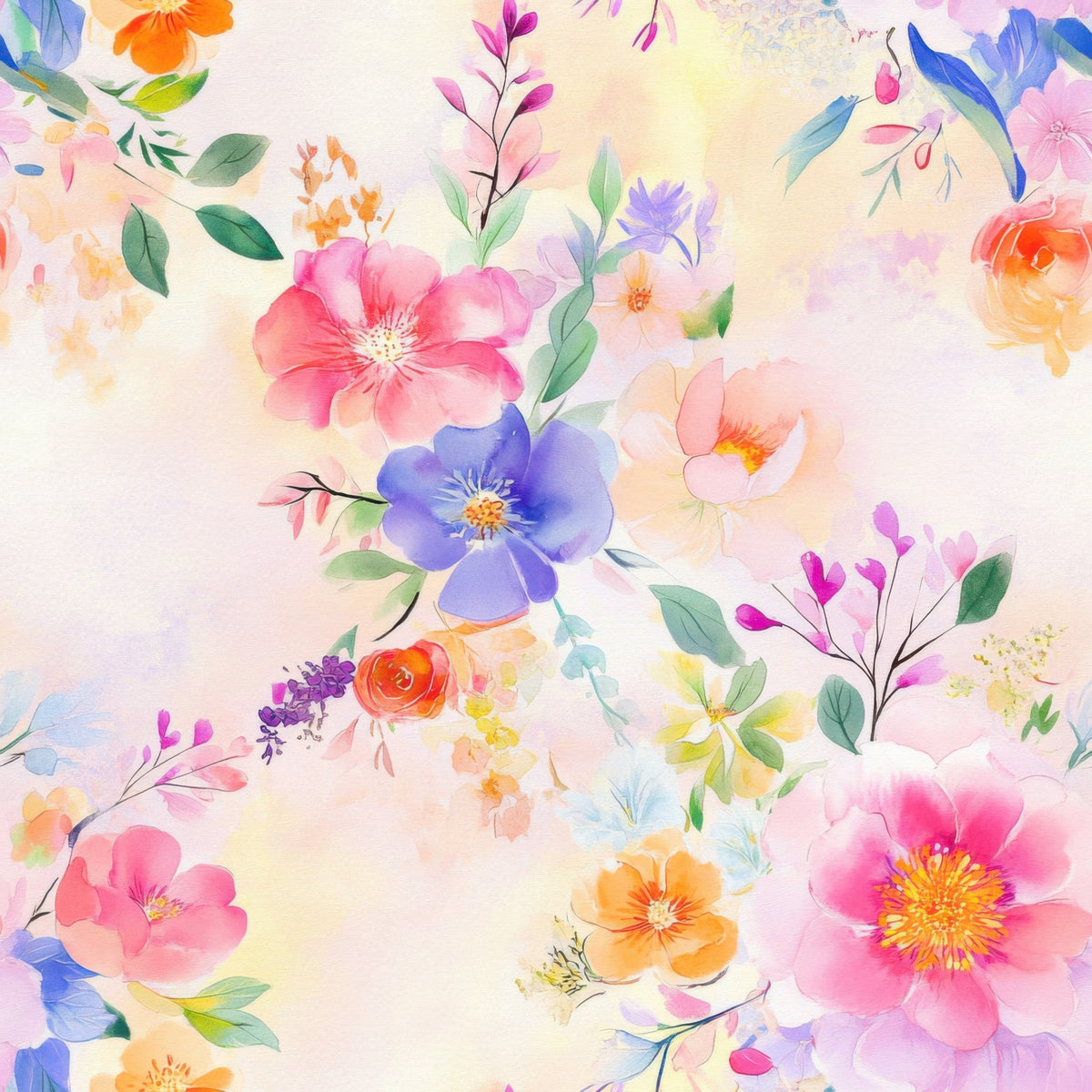 Watercolor Petal Garden Pattern 11 Minky Fabric