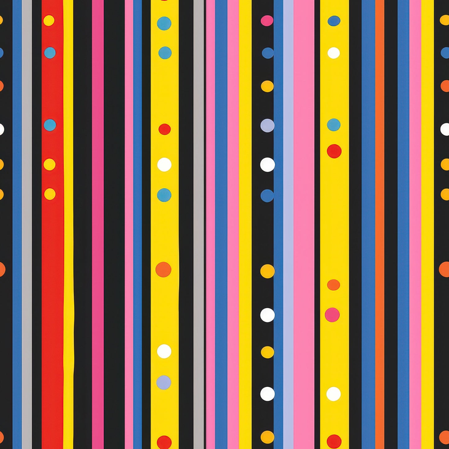 Colorful Stripes and Dots Pattern 8 Quilting Cotton Fabric