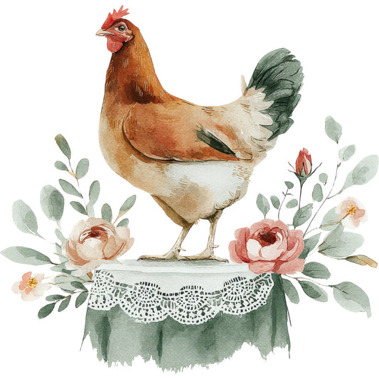 Farmhouse Chicken Decor Fabric Panel 47