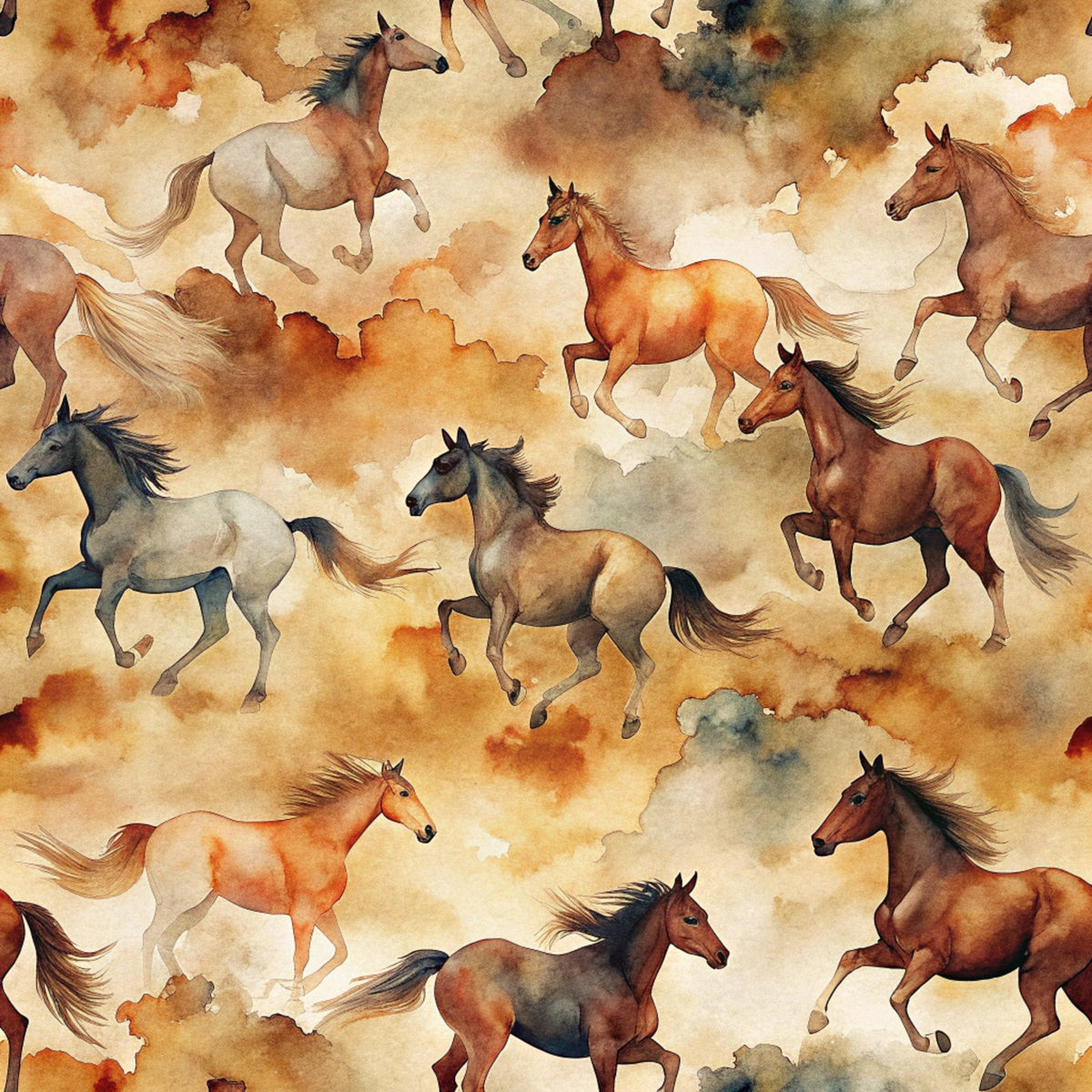 Galloping Mustangs Pattern 4 Minky Fabric