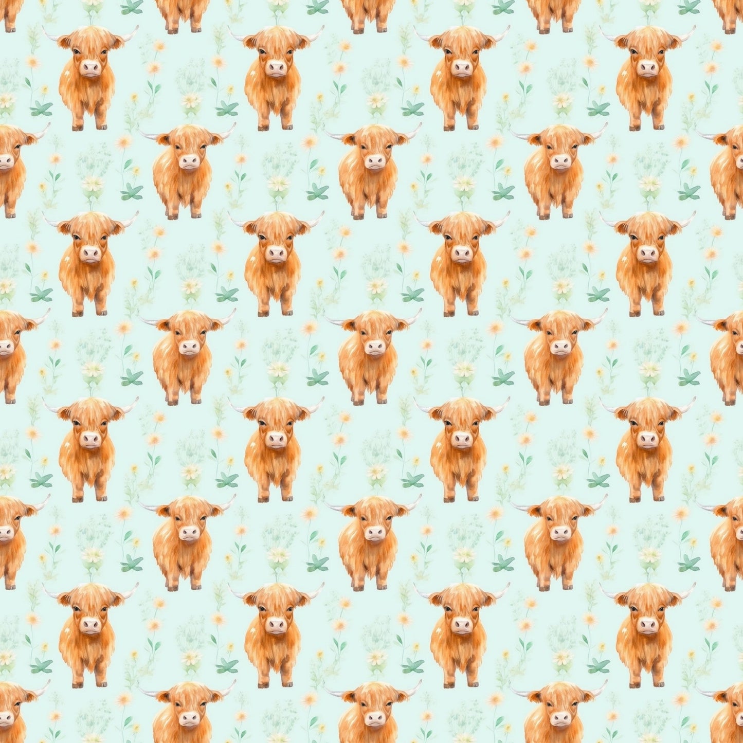 Funky Highland Cows Pattern 1 Quilting Cotton Fabric