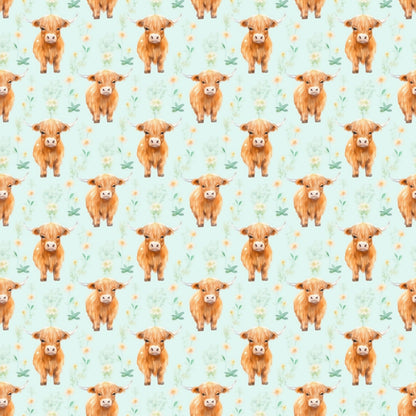Funky Highland Cows Pattern 1 Quilting Cotton Fabric