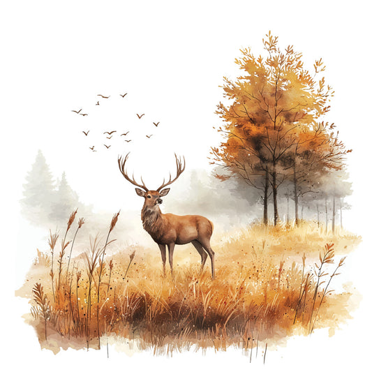Deer in Nature Fabric Panel 1