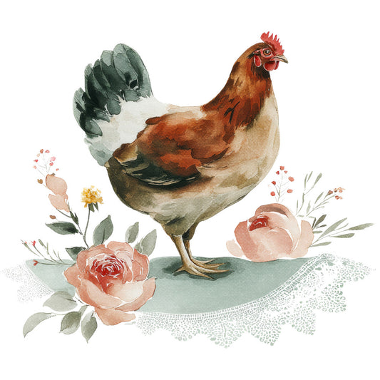 Farmhouse Chicken Decor Fabric Panel 53
