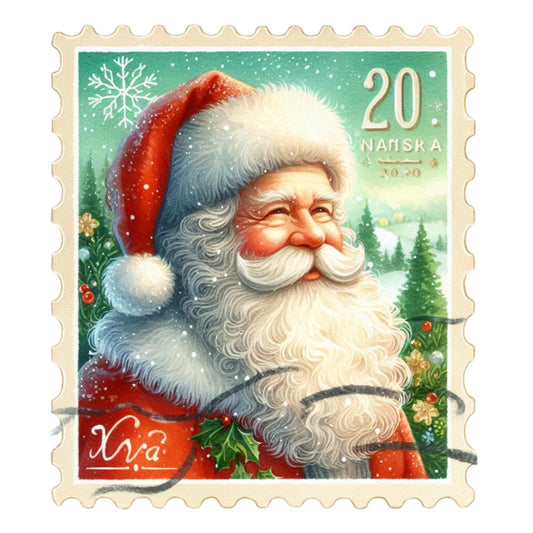 Santa Claus Postage Stamps Fabric Panel 3