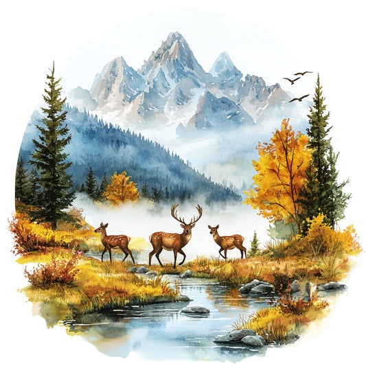 Deer in Nature Fabric Panel 17
