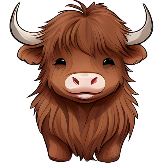 highland cattle, brown, tan, cream, rust brown, cute animals, farm animals, livestock, whimsical, farmhouse, rustic, highland cow, long horns, shaggy hair, children's, nursery, baby quilt, wall hanging, cottage core, folk art, animal faces, country style, scottish, british, pastoral, cozy, charming, friendly face, cartoon animals