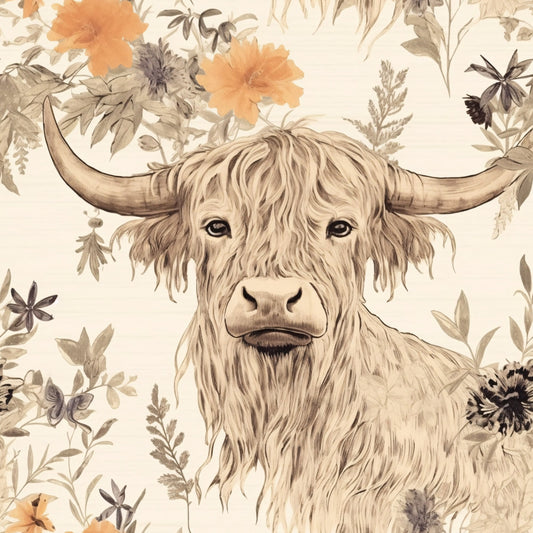 Highland Cows on the Farm Pattern 5 Quilting Cotton Fabric