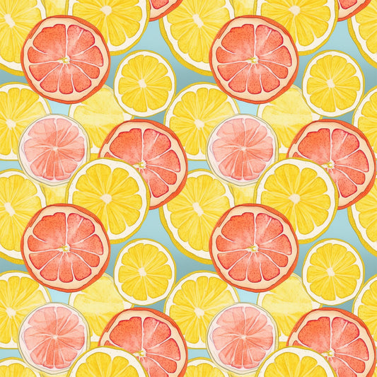 Lemons and Citrus Sour Splash Pattern 12 Quilting Cotton Fabric