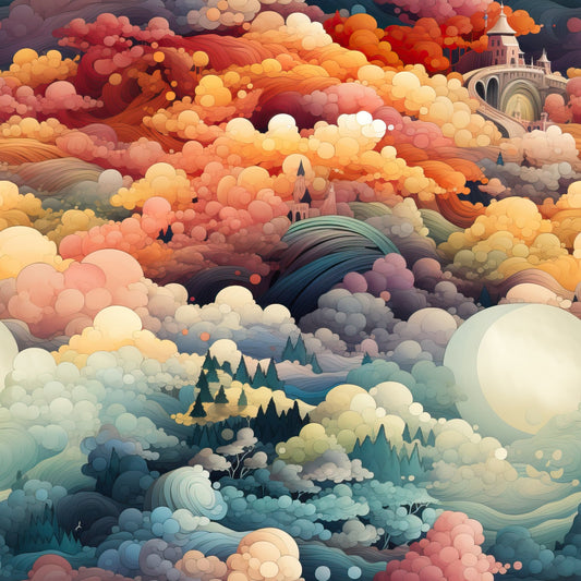 Colorful Clouds Pattern 7 Quilting Cotton Fabric